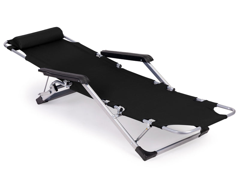Liegestuhl Gartenliege Klappstuhl Strandliege 2in1 Lounger schwarz MultiGarden