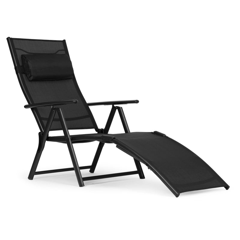 MultiGarden Garten-Strandliege klappbar mit verstellbarer Rückenlehne, Stahlgestell, schwarz