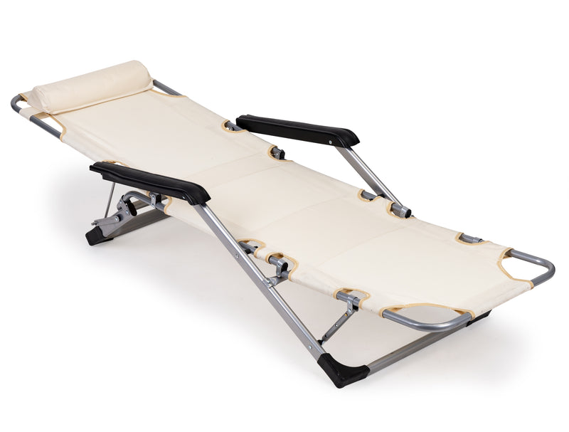 Gartenliege Strandsessel klappbar 2in1 Liege beige MultiGarden
