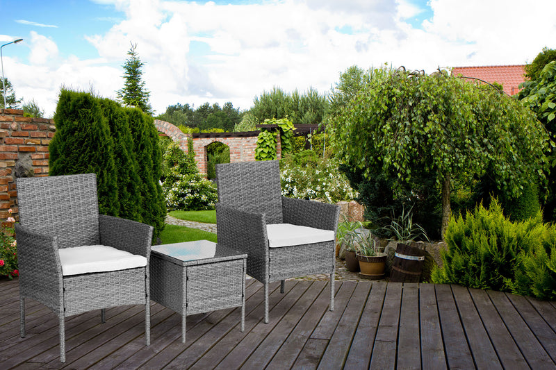 Gartenmöbelset aus Polyrattan Tisch Stühle Grau MultiGarden