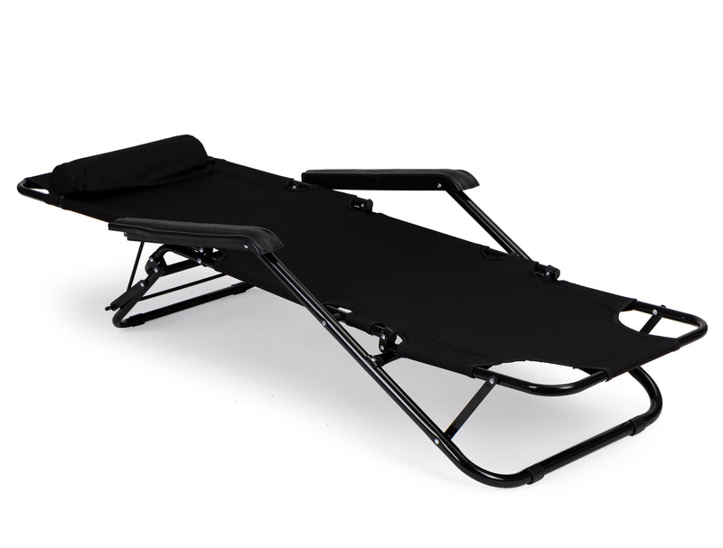 Gartenliege mit Kopfstütze, faltbares Design, schwarz MultiGarden