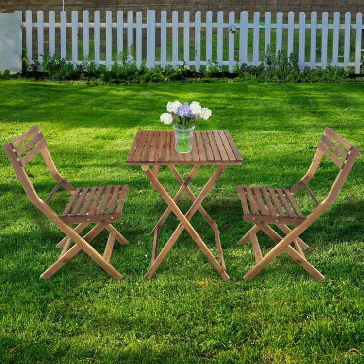 Gartenmöbel-Set aus Akazienholz – 1 Tisch und 2 Stühle