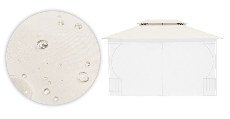 Dach für Gartenpavillon 3x4 m wasserdichte Abdeckung Lüftungsöffnung beige MultiGarden