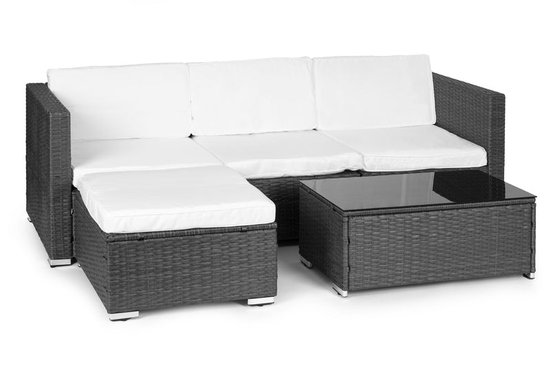 Gartenmöbelset aus Polyrattan, modulares Ecksofa, grauer Tisch, MultiGarden