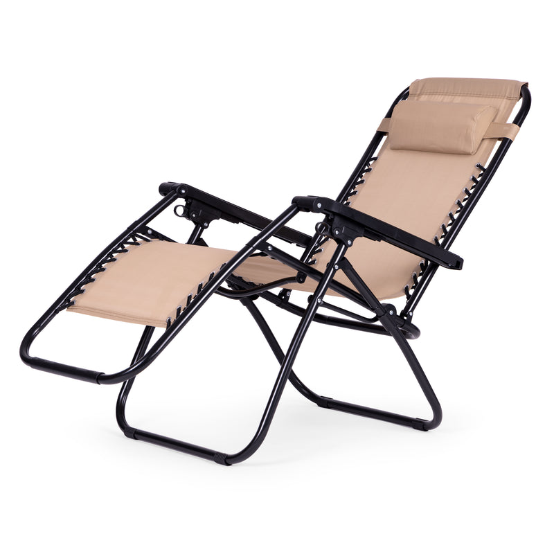 Gartenliege, Klappstuhl, Strandliege, verstellbare Rückenlehne ZERO GRAVITY MultiGarden - beige