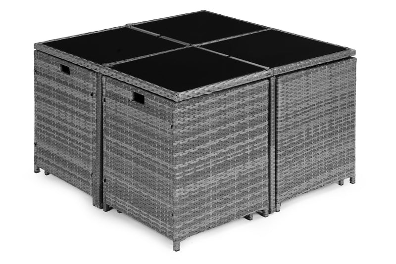 Gartenmöbelset aus Polyrattan 4 Sessel 4 Hocker Tisch MultiGarden