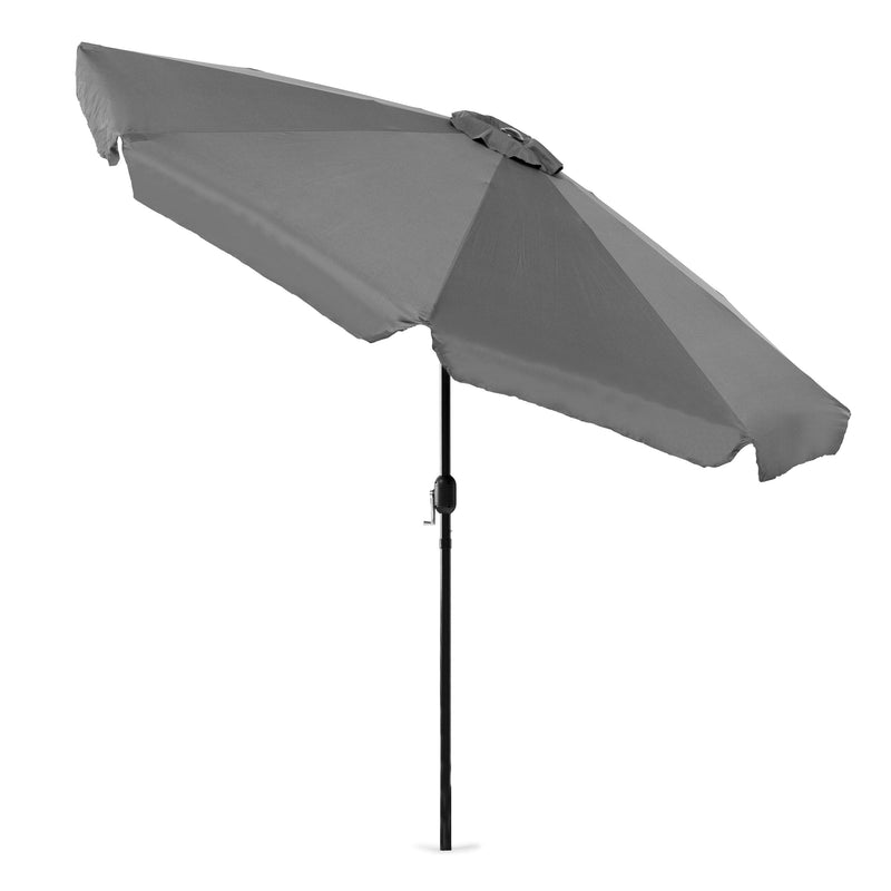 Gartenschirm groß 3 m geknickt knickbar mit Kurbel grau MultiGarden