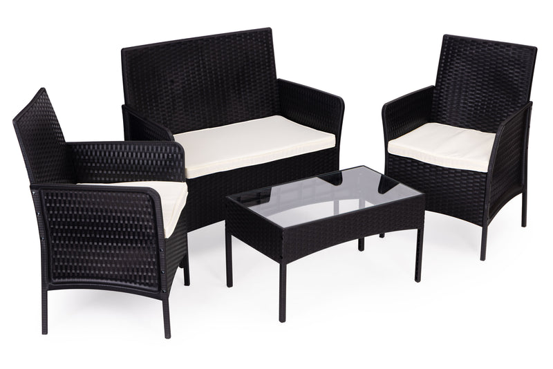MultiGarden Gartenmöbel-Set Tisch Bank Sessel schwarz