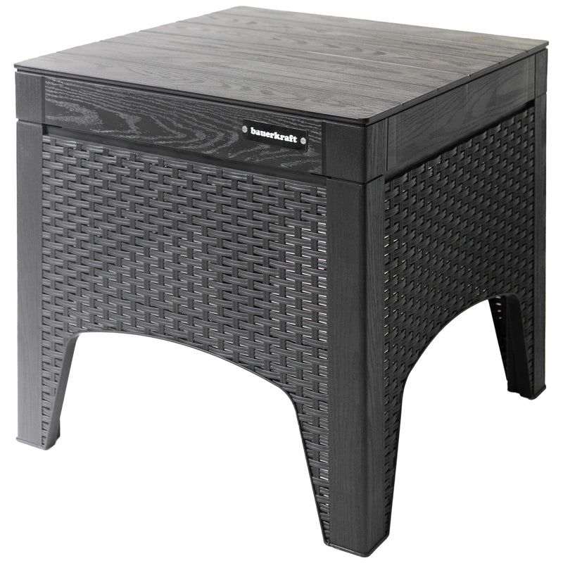 Gartenmöbelset für Terrasse/Balkon, 2 Sessel + Tisch, schwarz
