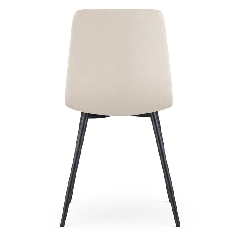 Samtpolsterstuhl gesteppt Beige MILO Schwarze Beine