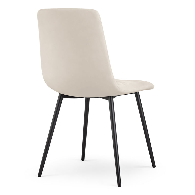 Samtpolsterstuhl gesteppt Beige MILO Schwarze Beine