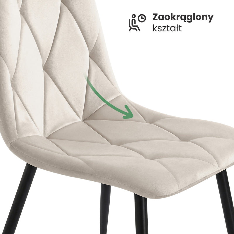 Samtpolsterstuhl gesteppt Beige MILO Schwarze Beine