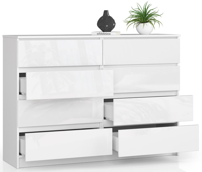 Kommode K140 8SZ CLP PK Weiß glänzend