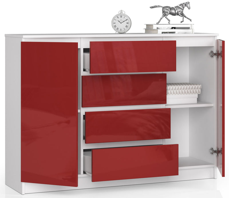Kommode K140 2D 4SZ CLP Rot Glanz