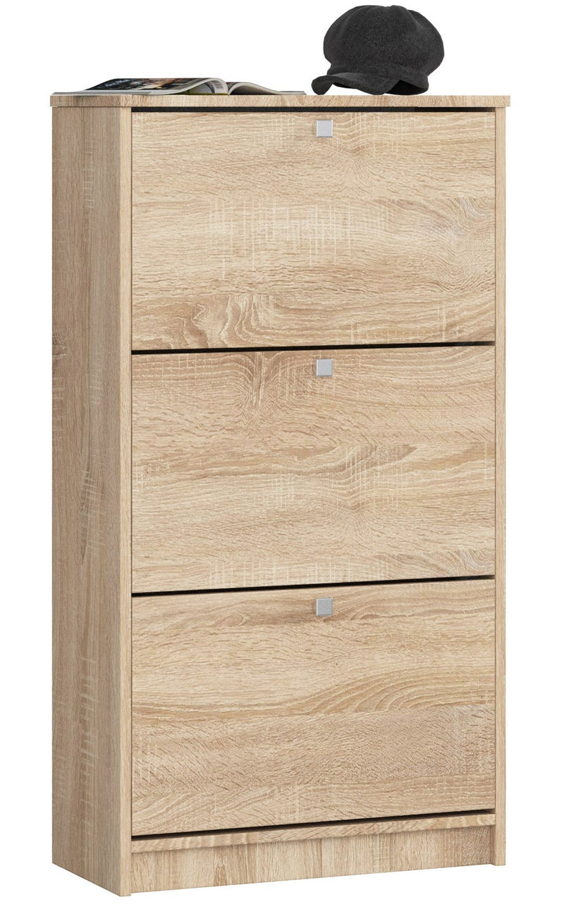 Schuhschrank mit 3 Flügeltüren, 60 cm, Sonoma-Eiche