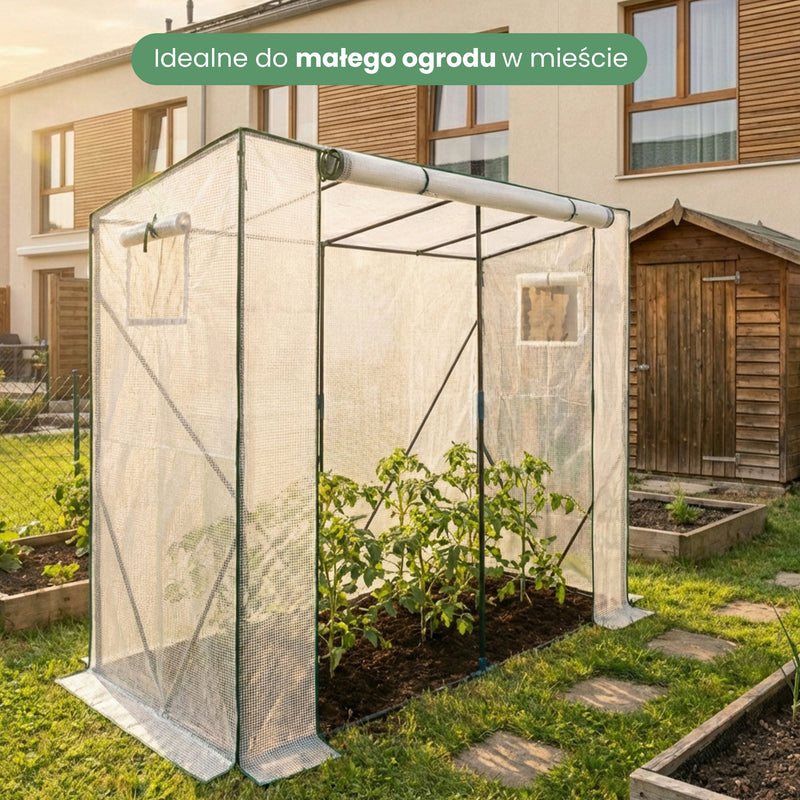 Gartengewächshaus Foliehaus 1 Tür 2 Fenster Weiß 202x80x170 cm