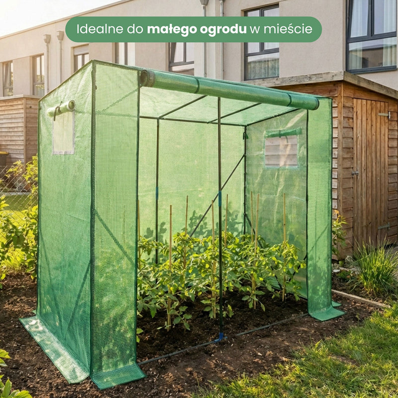 Gartengewächshaus Folientunnel 1 Tür 2 Fenster Grün 202x80x170 cm