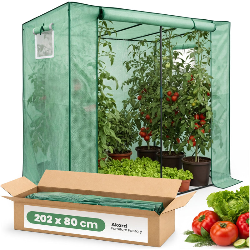 Gartengewächshaus Folientunnel 1 Tür 2 Fenster Grün 202x80x170 cm