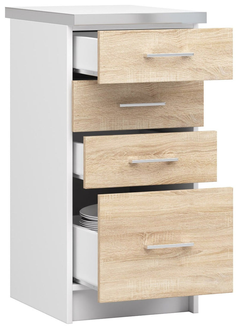 LIMA S40 SZ4 Schrank + WEISSE/SONOMA EICHE TISCHPLATTE