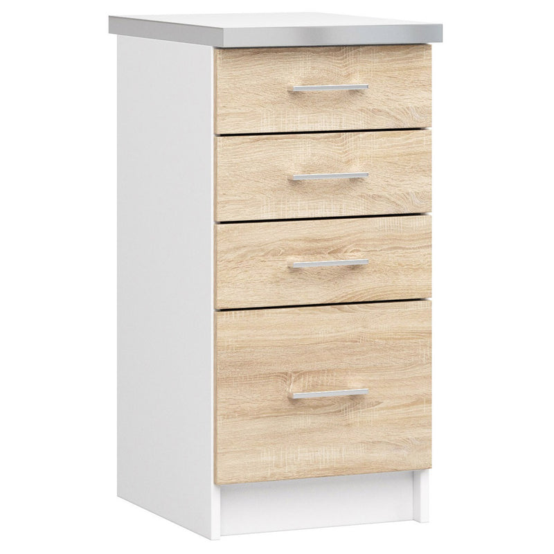 LIMA S40 SZ4 Schrank + WEISSE/SONOMA EICHE TISCHPLATTE