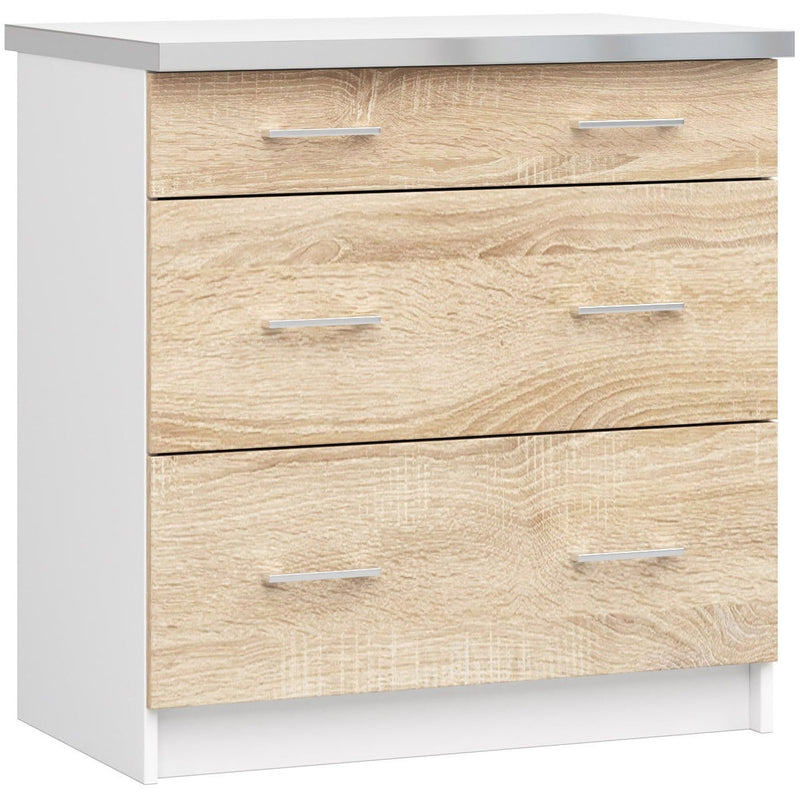 LIMA S80 SZ3 Schrank + WEISSE/SONOMA EICHE TISCHPLATTE