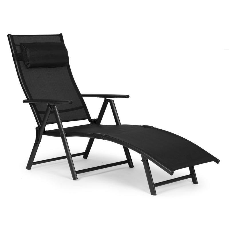 MultiGarden Garten-Strandliege klappbar mit verstellbarer Rückenlehne, Stahlgestell, schwarz