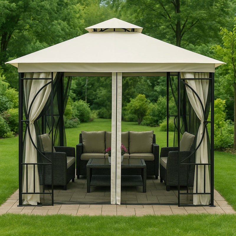 Moskitonetz für Gartenpavillon 3x3 m Netz mit Reißverschlüssen MultiGarden