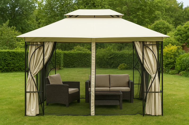 Dach für Gartenpavillon 3x4 m wasserdichte Abdeckung Lüftungsöffnung beige MultiGarden