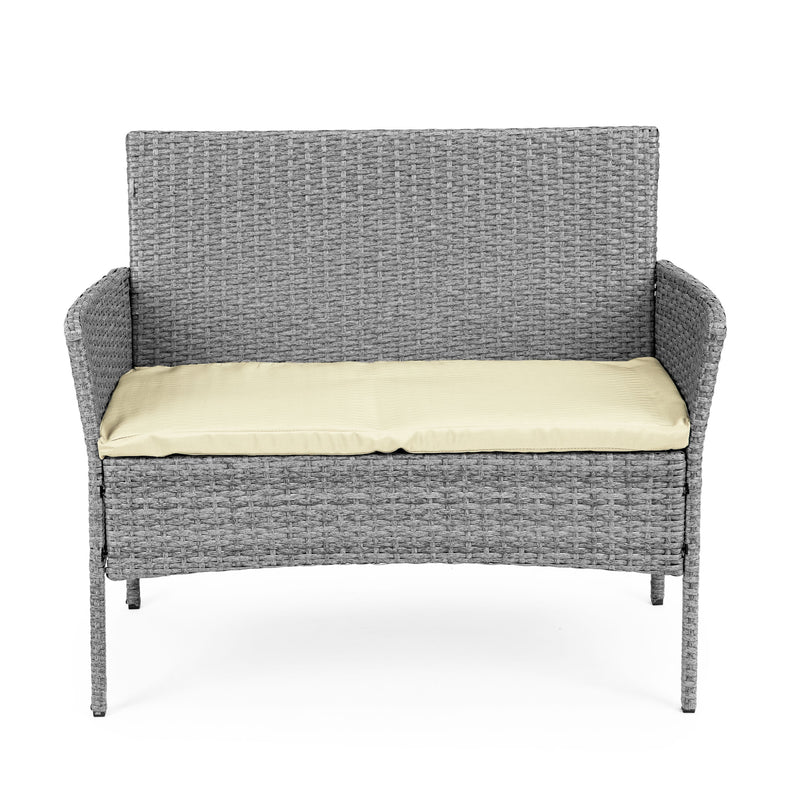 Gartensitzgruppe Polyrattan Bank Tisch Stühle grau MultiGarden