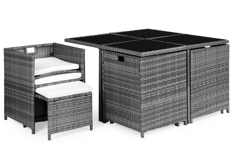 Gartenmöbelset aus Polyrattan 4 Sessel 4 Hocker Tisch MultiGarden