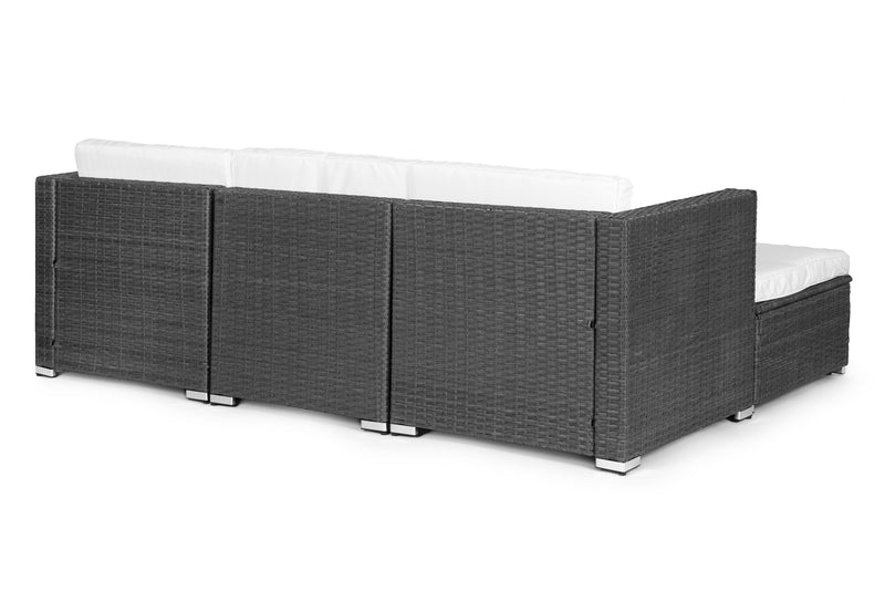 Gartenmöbelset aus Polyrattan, modulares Ecksofa, grauer Tisch, MultiGarden