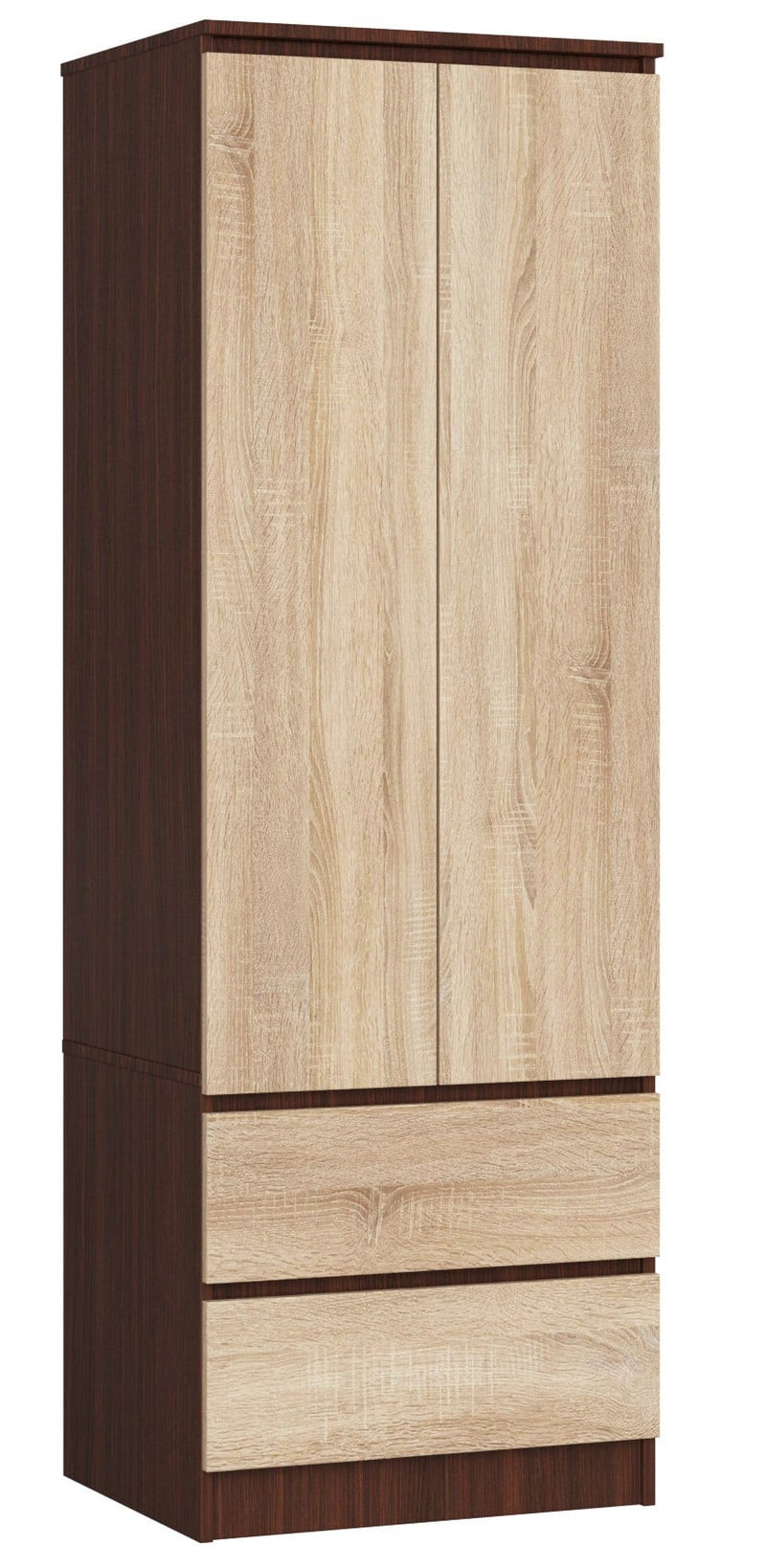 STAR-Kleiderschrank S 60 cm 2 Türen 2 Schubladen Wenge / Sonoma