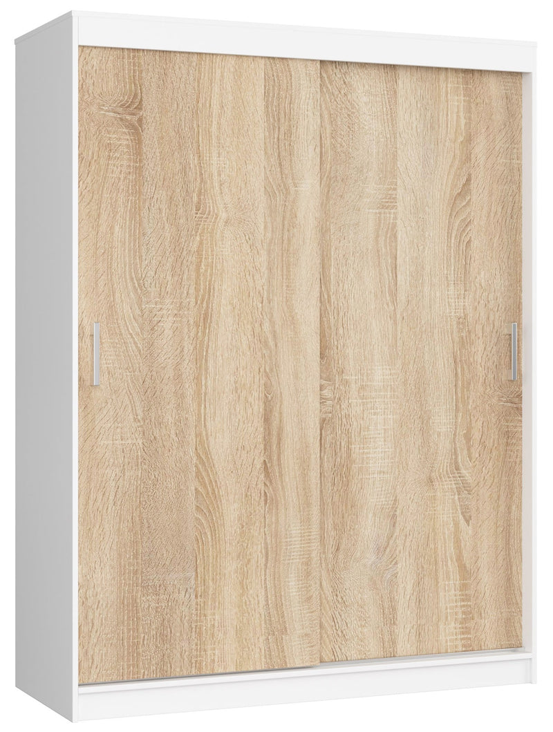 Schiebekleiderschrank 150 cm CLP Monoweiß/Sonoma