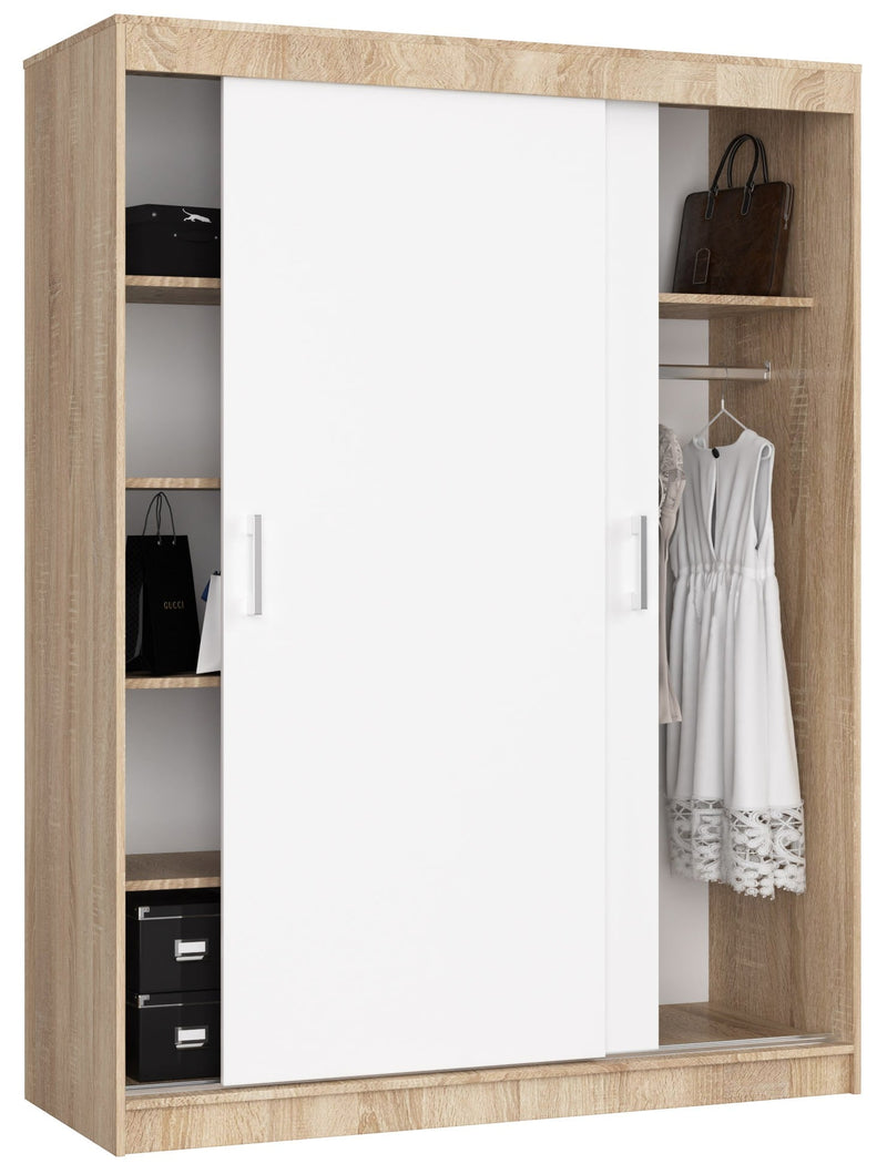 Schiebekleiderschrank 150 cm CLP MONO SONOMA/WEISS