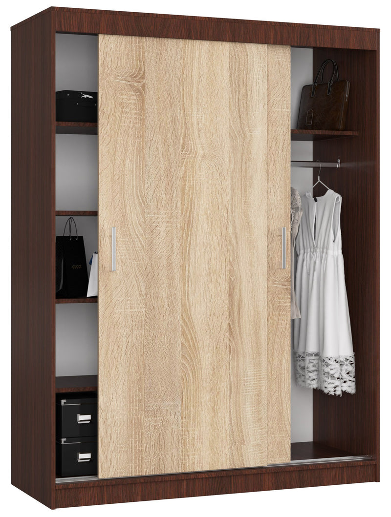 Schiebekleiderschrank 150 cm CLP Mono Wenge/Sonoma