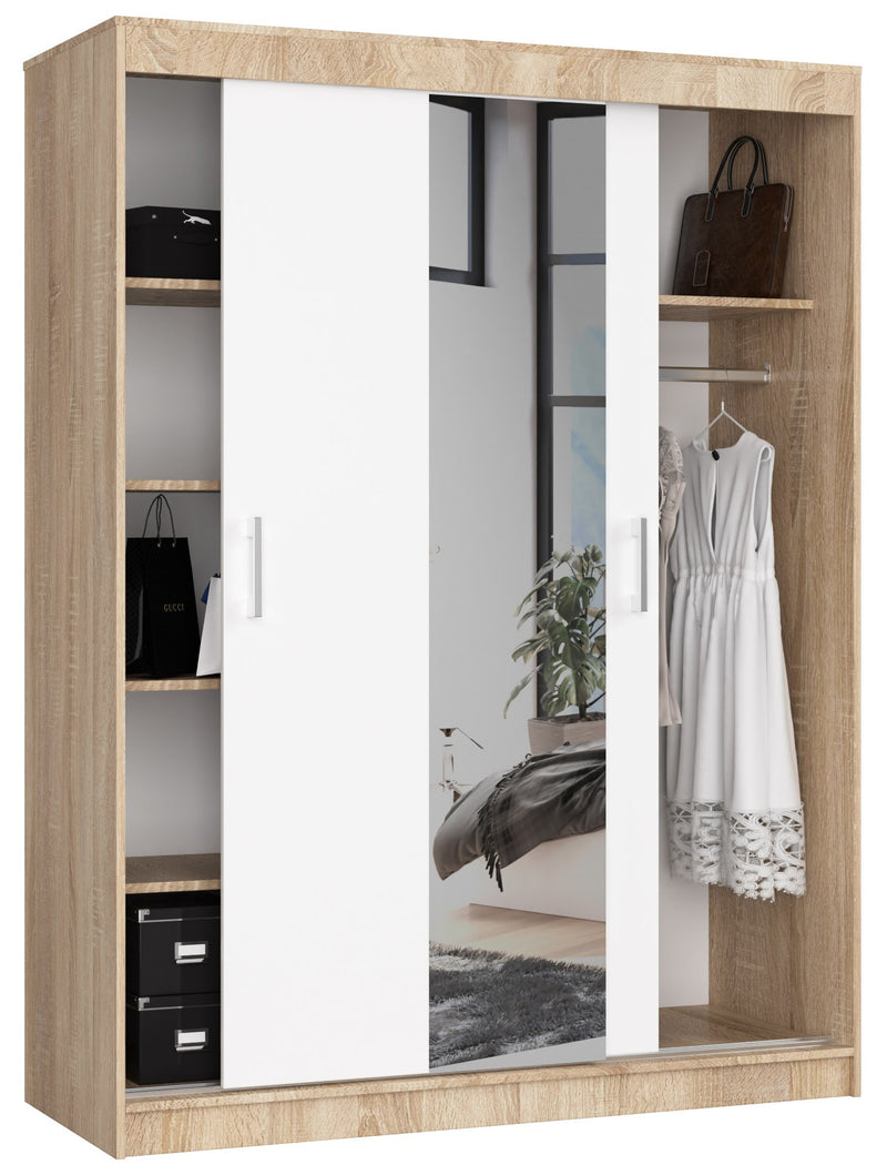 Schiebekleiderschrank 150 cm CLP Sonoma / Weiß