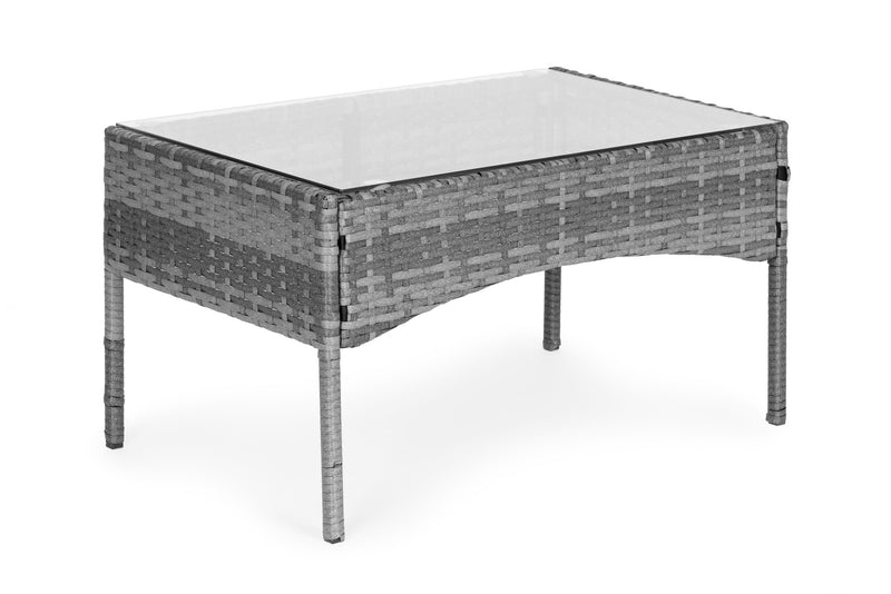 Gartensitzgruppe Polyrattan Bank Tisch Stühle grau MultiGarden