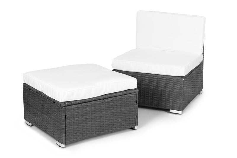 Gartenmöbelset aus Polyrattan, modulares Ecksofa, grauer Tisch, MultiGarden
