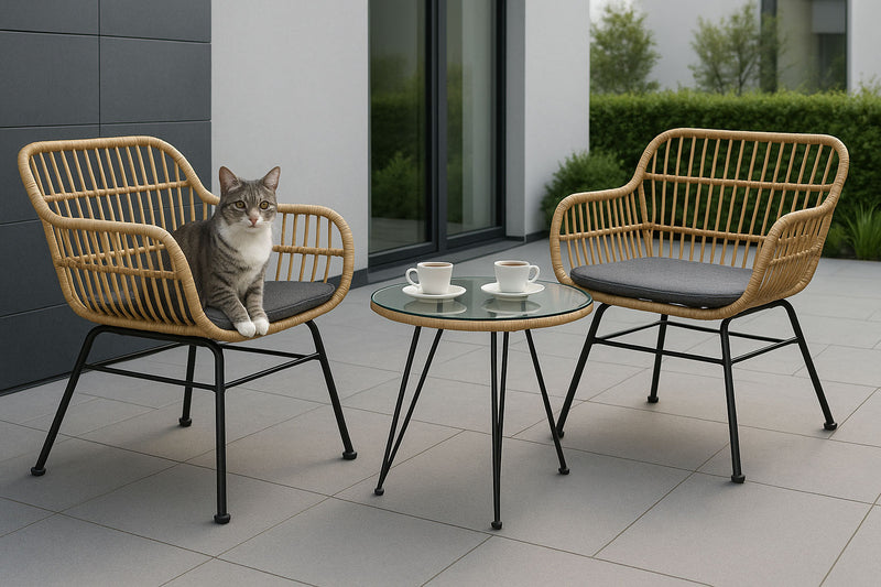 Gartengarnitur Polyrattan Stühle Tisch + Kissen MultiGarden