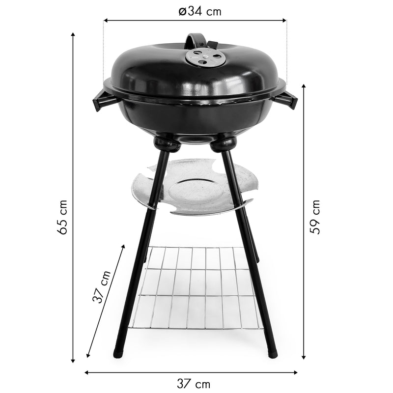 Gartengrill mit Deckel Lüftungsöffnung Aschekasten Ablage MultiGarden