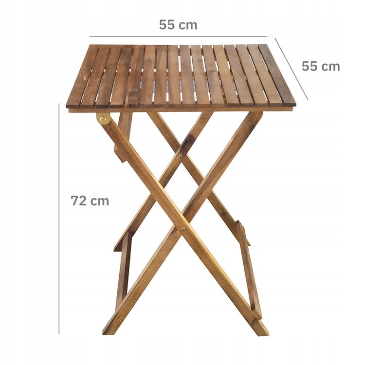 Gartenmöbel-Set aus Akazienholz – 1 Tisch und 2 Stühle