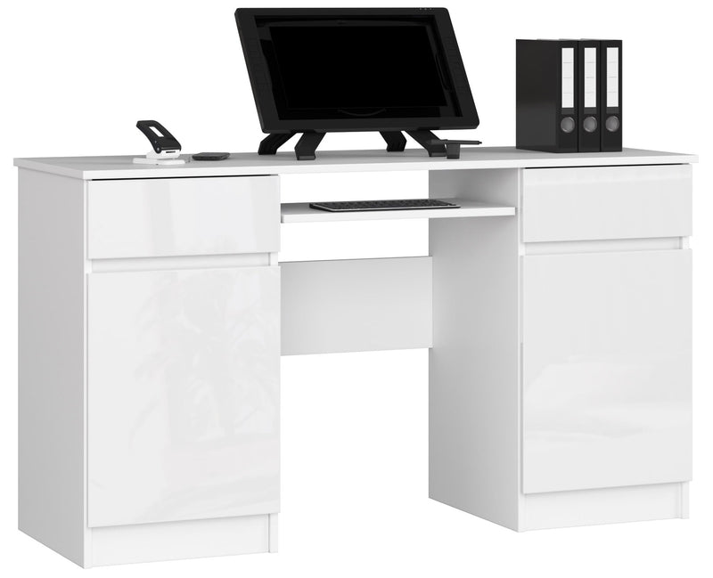 CLP Schreibtisch A5 2D 2SZ PK Weiß Hochglanz