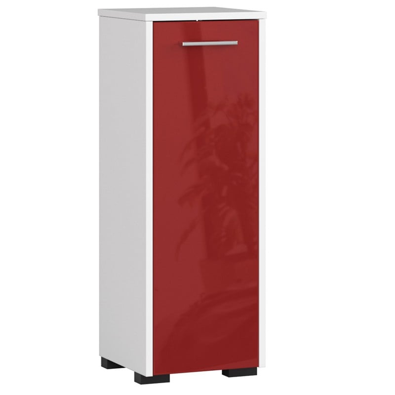 Badezimmer-Bodenschrank FIN S30 1D Rotglänzend