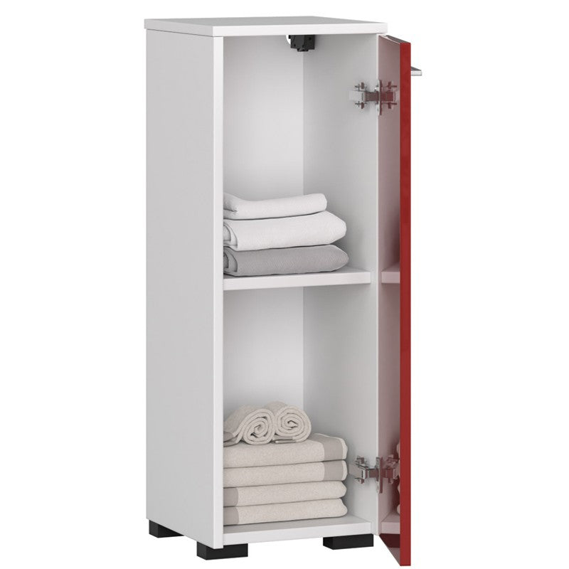 Badezimmer-Bodenschrank FIN S30 1D Rotglänzend