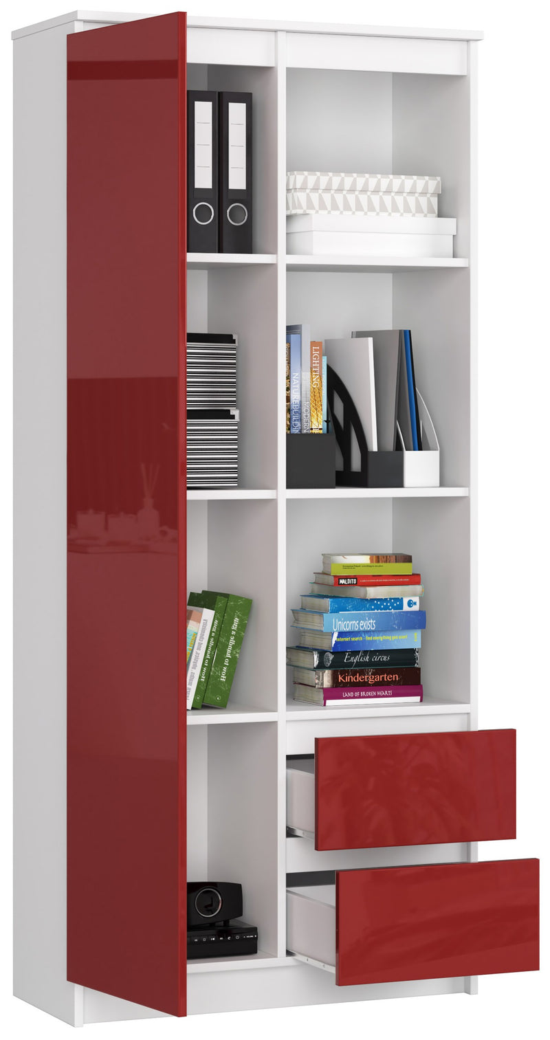 BÜROREGAL R 80 cm CLP R11 WEISS / ROT GLÄNZEND