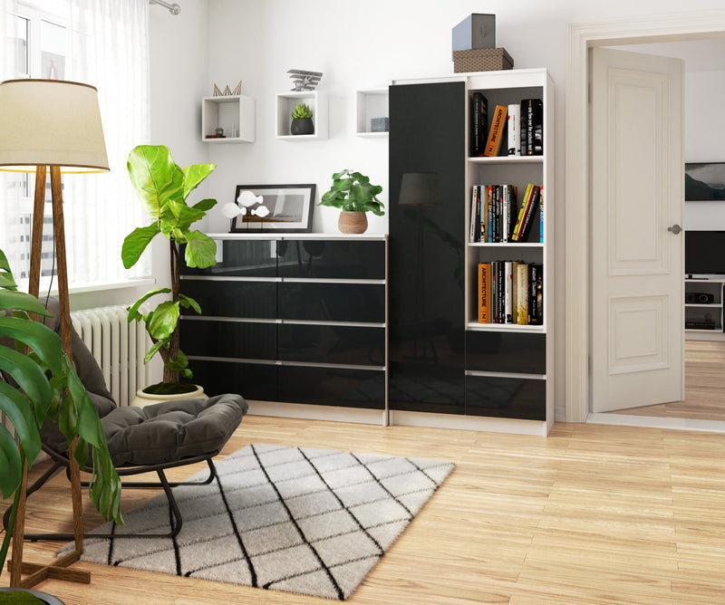 BÜROREGAL R 80 cm CLP R11 WEISS / GRAPHIT GLÄNZEND