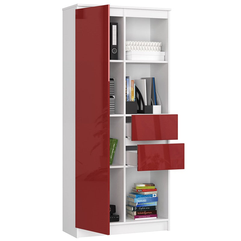 BÜROREGAL R 80 cm CLP R15 WEISS / ROT GLÄNZEND