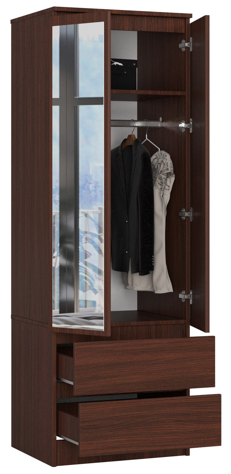 STAR WARDROBE S60 2D 2SZ WENGE + SPIEGEL
