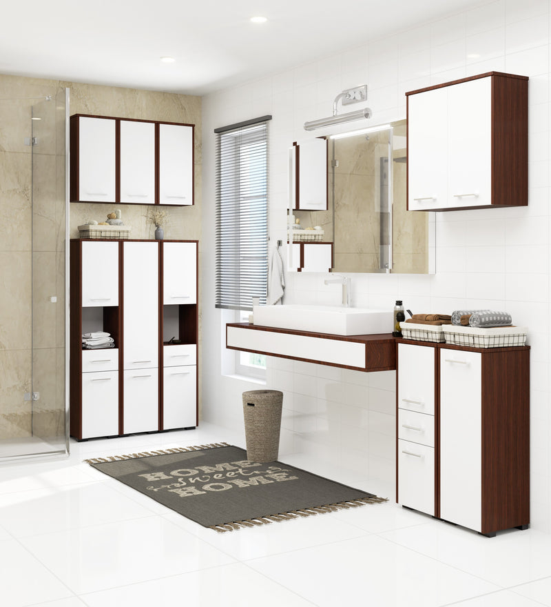 Badezimmerschrank FIN PILLAR 30 2D 1SZ 85cm VENGE / WEISS