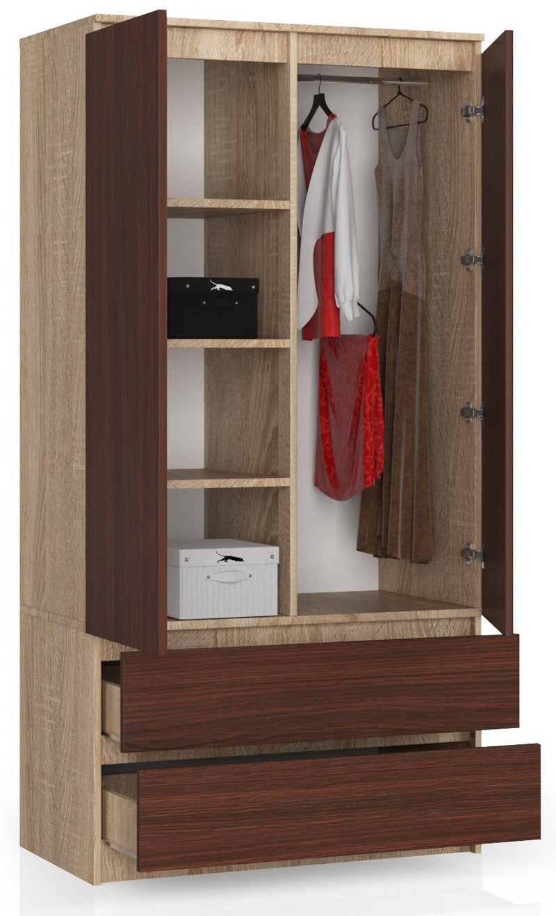 Kleiderschrank S90 2D 2SZ CLP Sonoma / Venge